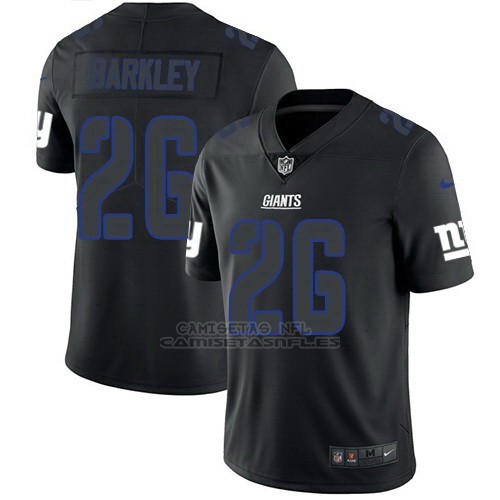 Camiseta NFL Limited Hombre New York Giants 26 Saquon Barkley Negro Rush